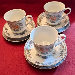 Vintage Sone China - porcelain teacup/saucer, small dish.  3 sets(9 pc)